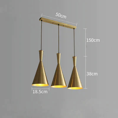 Bedroom Bedside Copper Personality Simple Cafe Bar Single Head Three Restaurant Chandelier / 3