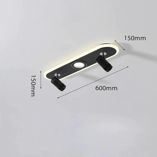 Creative Spotlight Led Ceiling Lamp Living Room Cloakroom Nordic Minimalist Strip Black / L60Cm -