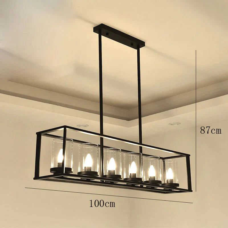 Rectangular Chandelier Dining Table Lamp Creative Simplicity Bar Living Room Marble Glass / 6 Heads