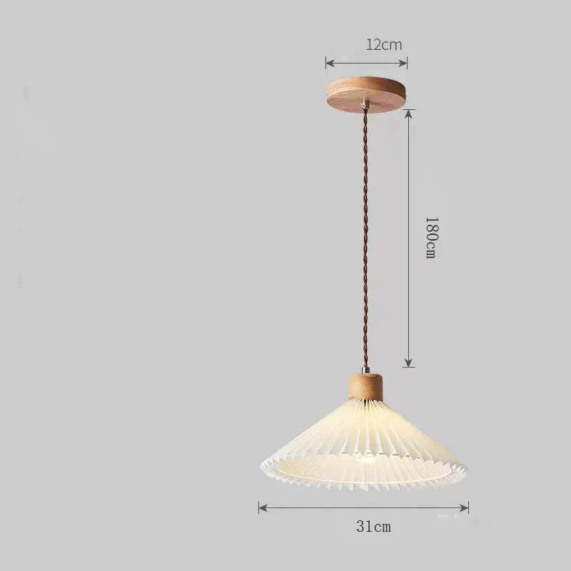Nordic Pleated Bedside Chandelier Solid Wood Household Bedroom Dining Room B&amp;B Minimalist Creative