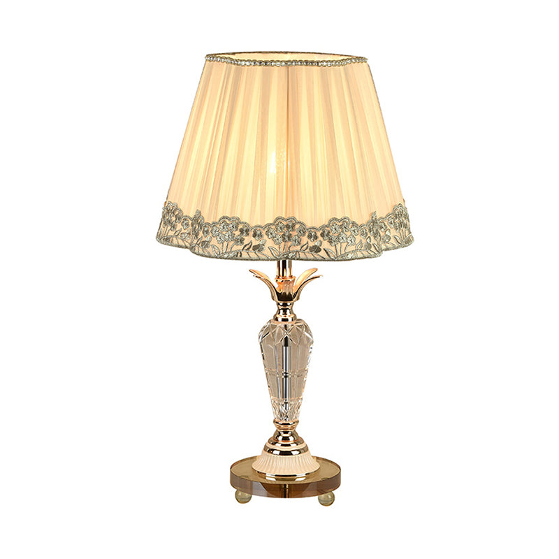 Patricia - Clear Urn Crystal Nightstand Light Classic 1 - Bulb Bedside Desk Lighting In Beige With