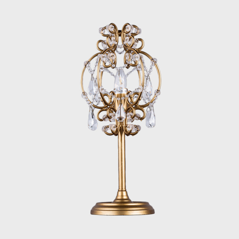 Askella - Retro Style Lantern Table Lamp Metal 1 - Light Nightstand Lighting In White/Gold With