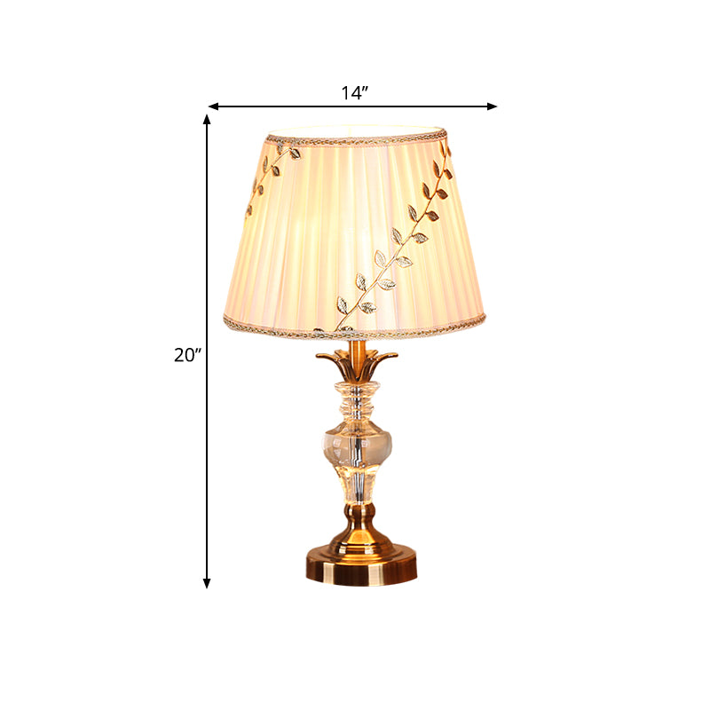 Chloe - Leaf Leaf - And - Vine Patterned Shade Bedroom Table Light Traditional Fabric 1 Bulb White