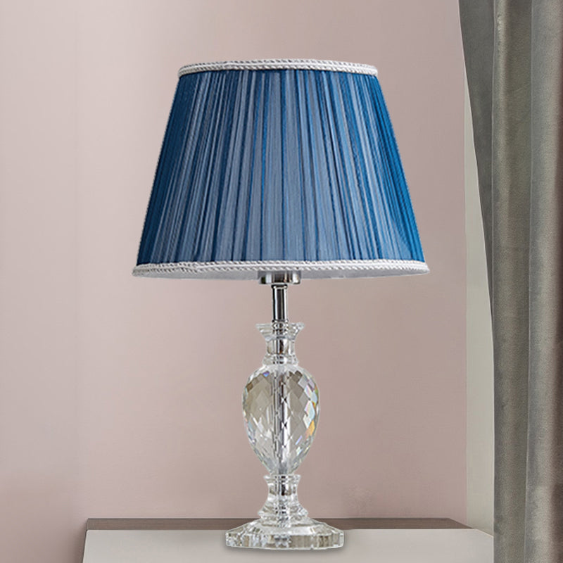 Marie - Christine - Traditional Pleated Shade Crystal Lamp 1 Head Fabric Table Light In