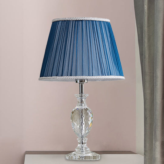 Marie - Christine - Traditional Pleated Shade Crystal Lamp 1 Head Fabric Table Light In