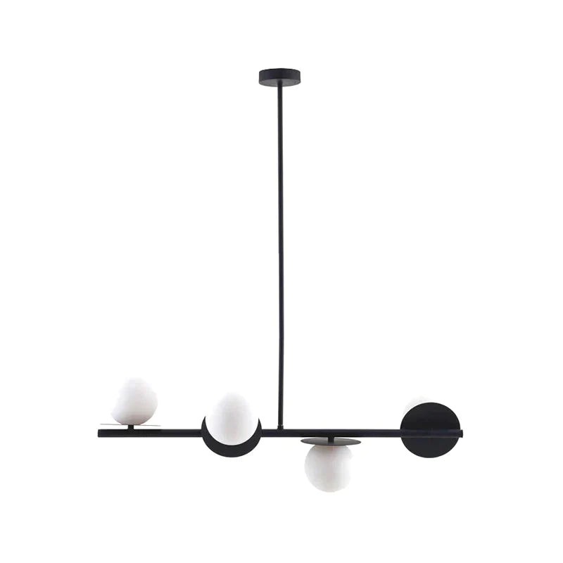 Island Pendant Contemporary Matte White Glass Ceiling 4 - Light Ball Light In White/Black With