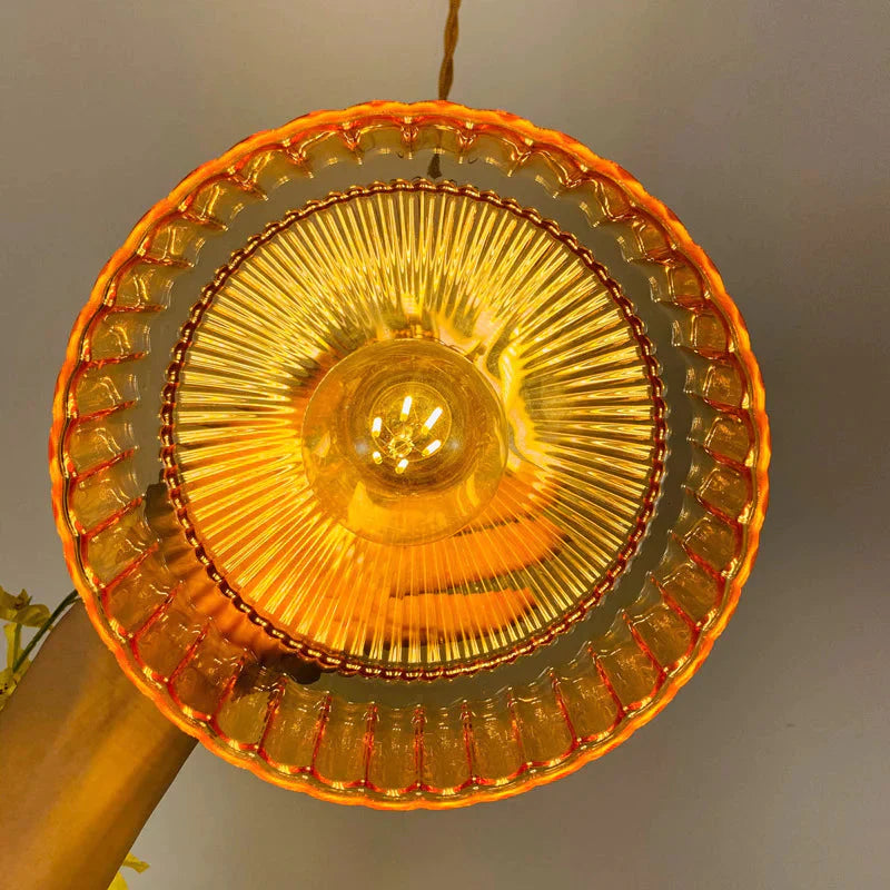 Retro Brass Glass Chandelier Creative Personality Light In The Bedroom Pendant