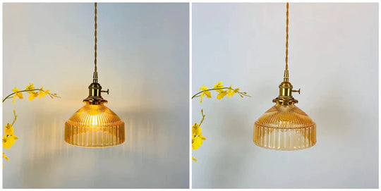 Retro Brass Glass Chandelier Creative Personality Light In The Bedroom Pendant