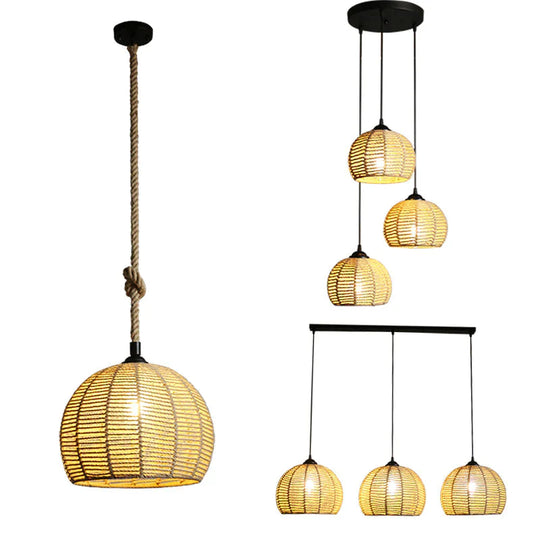 American Round Hemp Rope Chandelier Pendant