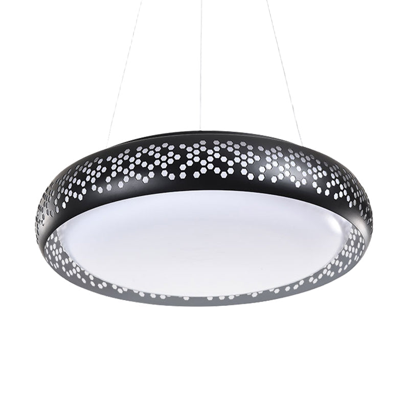 Cursa - Modern Black/White Drum Hanging Pendant Light 1 Head Metal Fixture In Warm/White/Natural