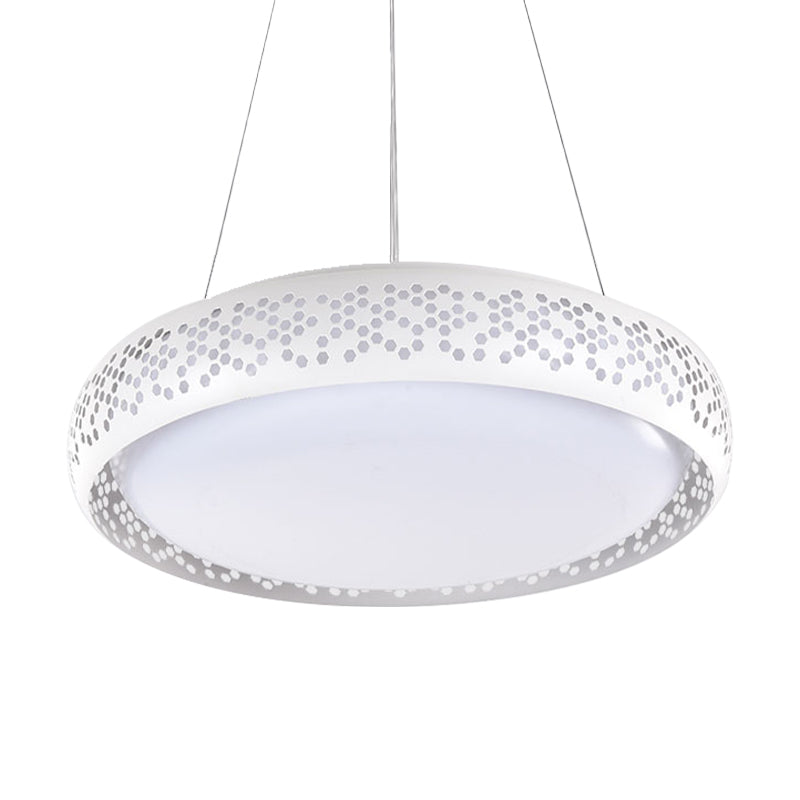 Cursa - Modern Black/White Drum Hanging Pendant Light 1 Head Metal Fixture In Warm/White/Natural