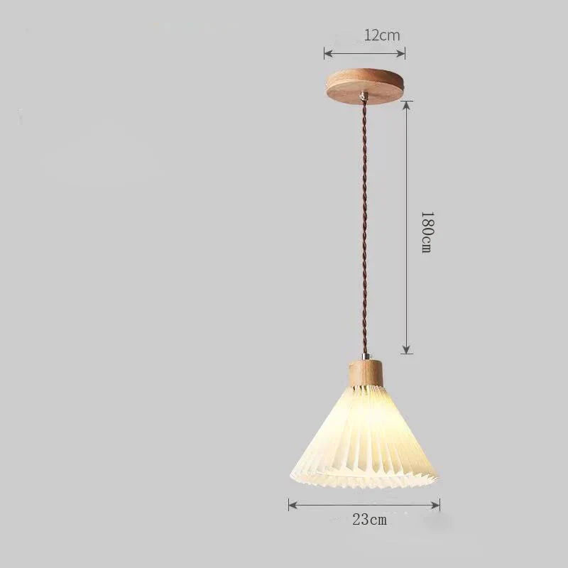 Nordic Pleated Bedside Chandelier Solid Wood Household Bedroom Dining Room B&amp;B Minimalist Creative