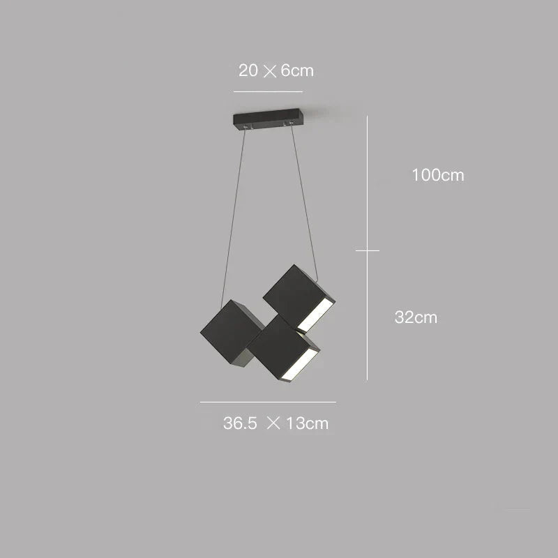 Simple Modern Bar Table Lamp Office Chandelier Designer Creative Geometric Dining Room Black / 3