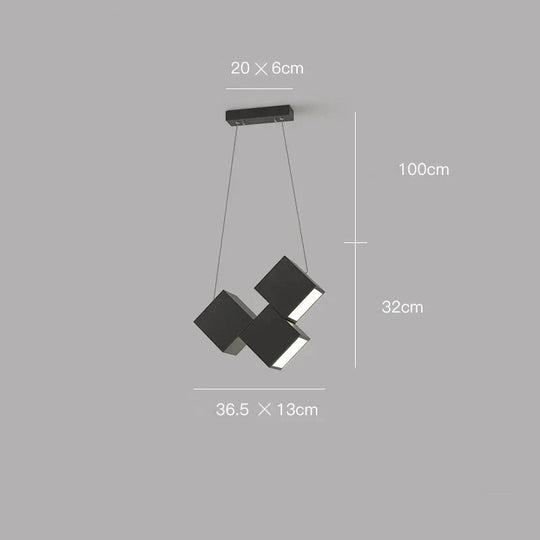 Simple Modern Bar Table Lamp Office Chandelier Designer Creative Geometric Dining Room Black / 3
