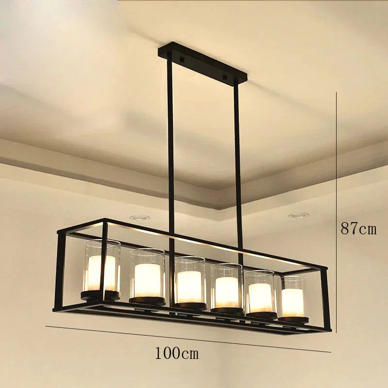Rectangular Chandelier Dining Table Lamp Creative Simplicity Bar Living Room Marble Glass / 6 Heads