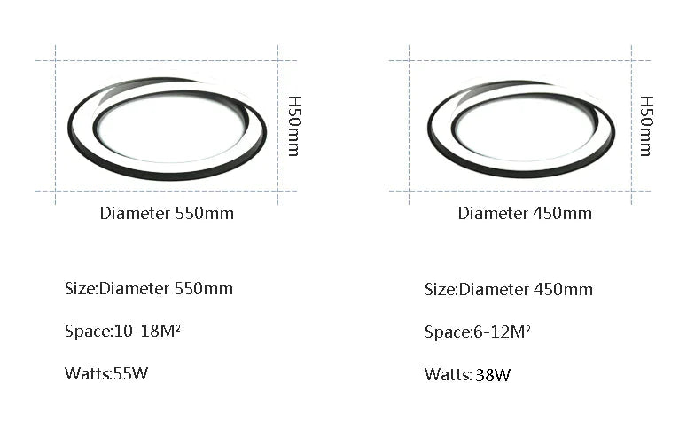 Round Modern Led Ceiling Lights For Living Room Bedroom Fixture Remote Controller + Dimmable White
