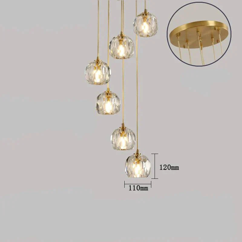 Modern Simple Personality Crystal Ball Restaurant Chandelier Creative Bar Corridor Duplex Staircase