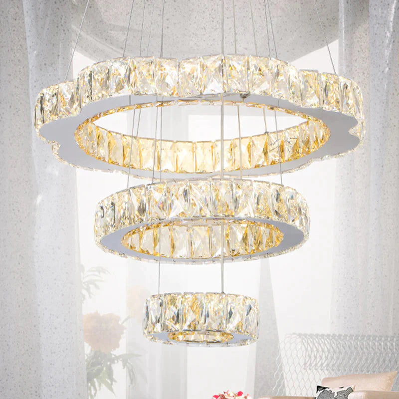 3 - Tier Chrome Ceiling Crystal Chandelier