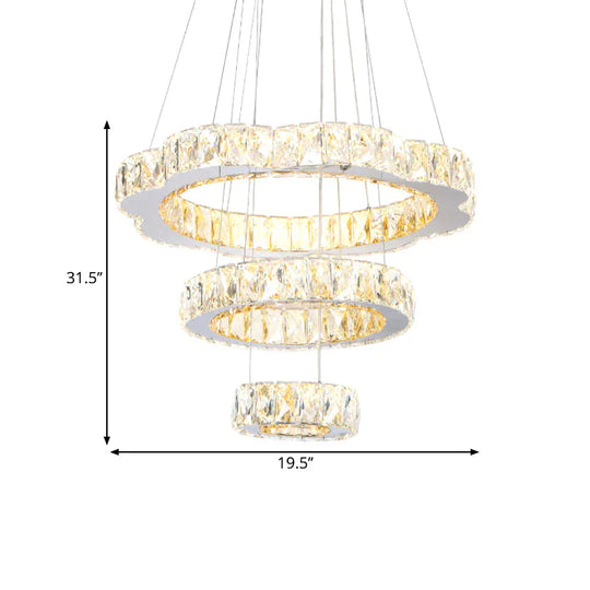 3 - Tier Chrome Ceiling Crystal Chandelier