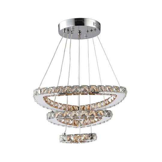 3 - Tier Semicircle Hanging Modern Crystal Chandelier