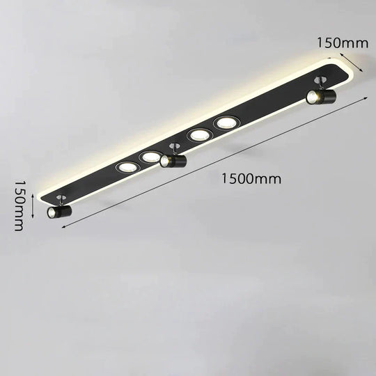 Creative Spotlight Led Ceiling Lamp Living Room Cloakroom Nordic Minimalist Strip Black / L150Cm -