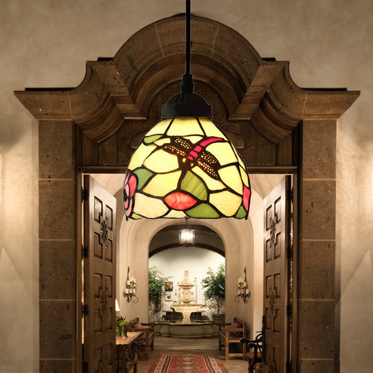 Serenity - Tiffany Dragonfly Ceiling Pendant Lamp Stunning Stained Glass Dining Black /