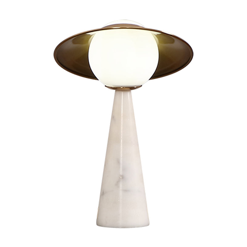 Okul - Glowing Gold Globe Night Table Lamp With Metallic Gong Design
