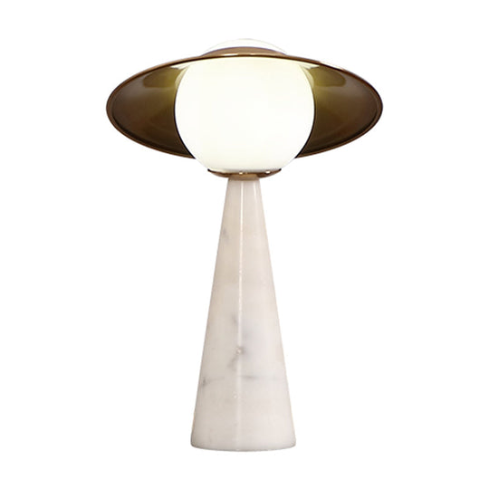 Okul - Glowing Gold Globe Night Table Lamp With Metallic Gong Design