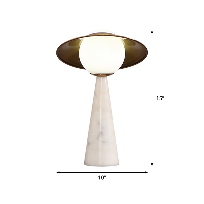 Okul - Glowing Gold Globe Night Table Lamp With Metallic Gong Design