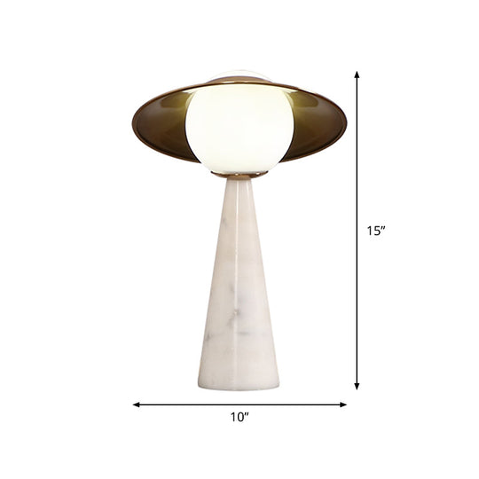 Okul - Glowing Gold Globe Night Table Lamp With Metallic Gong Design