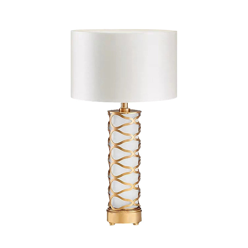 Wasat - Classic Fabric 1 - Head White Desk Light Drum Bedroom Night Table Lamp