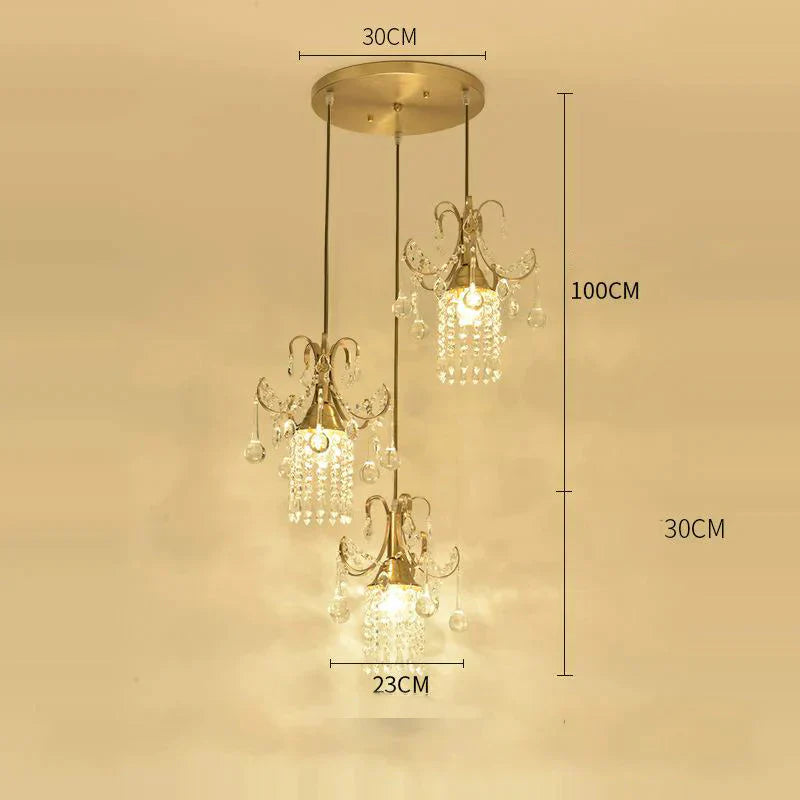 Light Luxury Small Chandelier Single Head Crystal Dining Room American Bar Porch Corridor