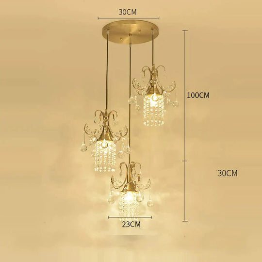 Light Luxury Small Chandelier Single Head Crystal Dining Room American Bar Porch Corridor
