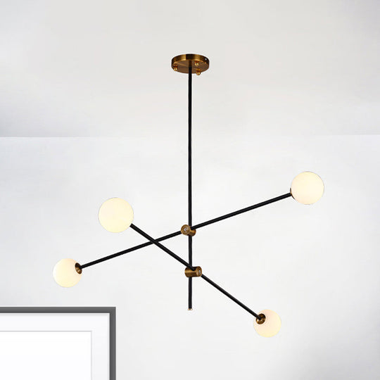 Black Modernist 2/3 - Light Living Room Pendant Lighting With Opal Glass Ball Shade And Exposed