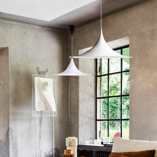 Sofia - 16/19W Trumpet Pendant Lighting Simplicity Metal 1 Light Black/Grey/White Hanging White / 16