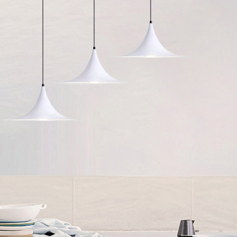 Sofia - 16/19W Trumpet Pendant Lighting Simplicity Metal 1 Light Black/Grey/White Hanging