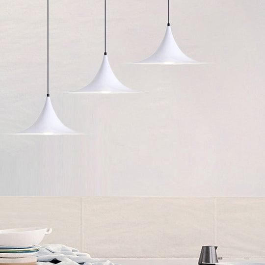 Sofia - 16/19W Trumpet Pendant Lighting Simplicity Metal 1 Light Black/Grey/White Hanging