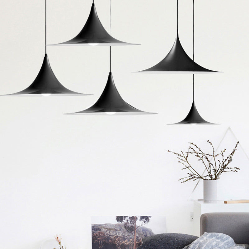 Sofia - 16/19W Trumpet Pendant Lighting Simplicity Metal 1 Light Black/Grey/White Hanging