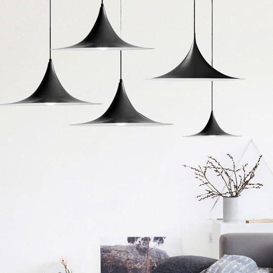 Sofia - 16/19W Trumpet Pendant Lighting Simplicity Metal 1 Light Black/Grey/White Hanging