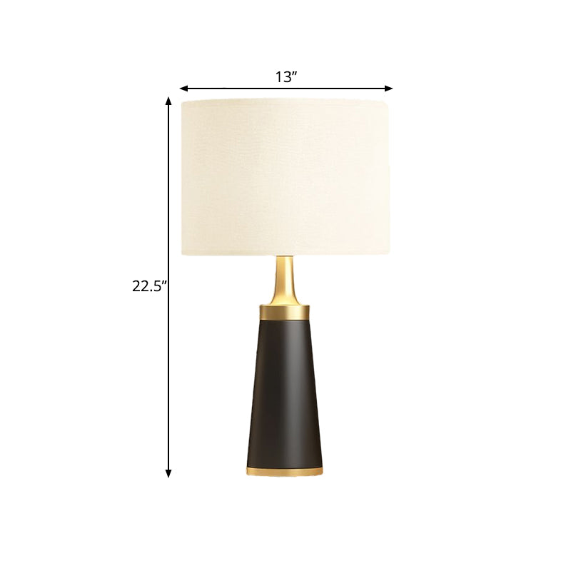 Sofia - Modern White Fabric Cylindrical Night Light Metal Base