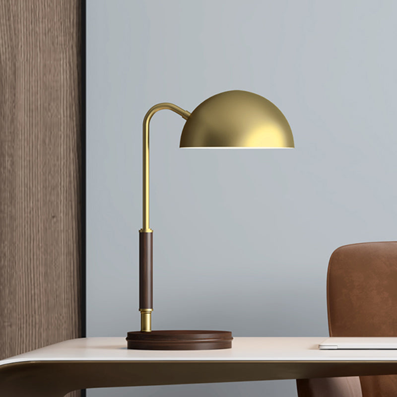 Aubrey - Bronze Metal Dome Shade Table Lighting Simple 1 Head Brown Finish Night Lamp With Curvy