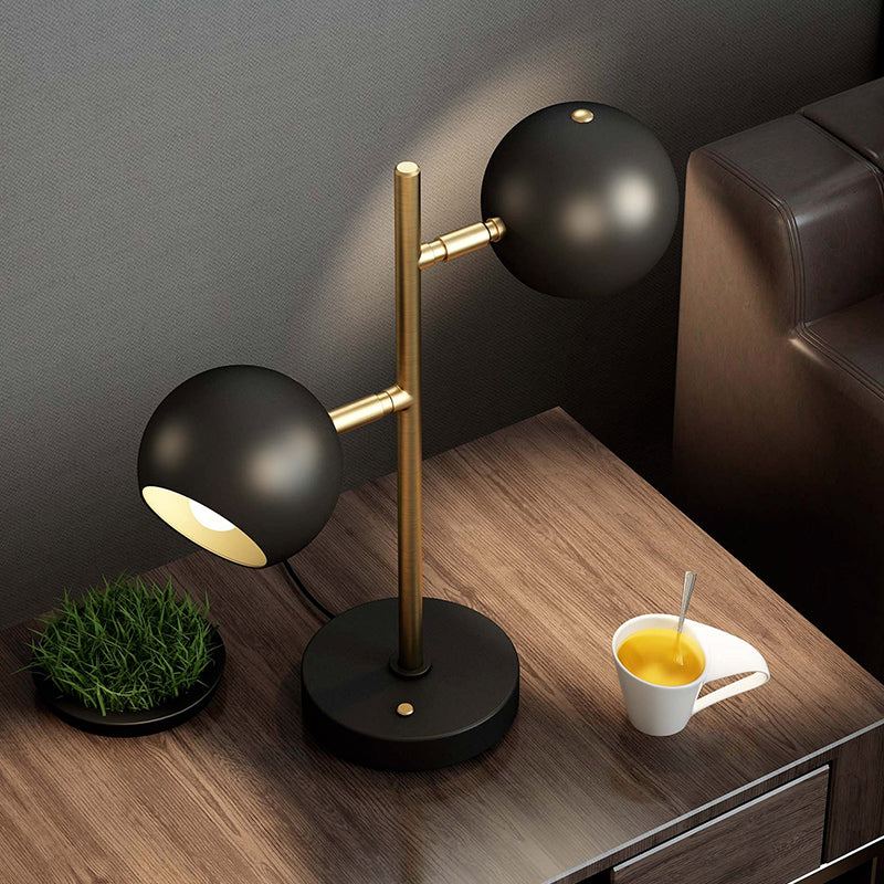 Sara - Black Spherical Table Light Modern Style 2 Heads Metal Night Lighting For Bedroom