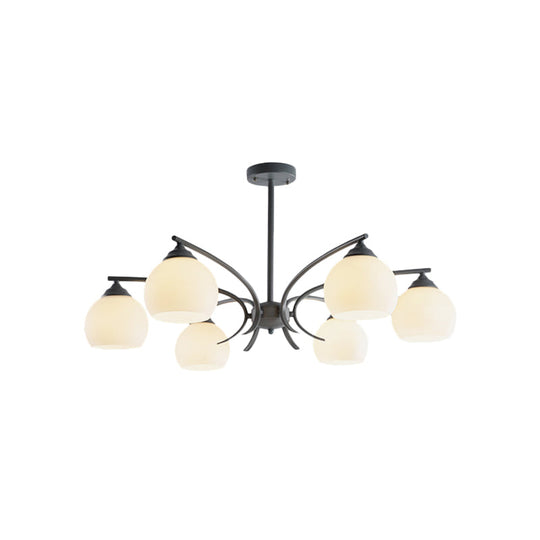 Grace - Opal Sphere Shade Living Room Chandelier Glass 6/8 Lights Macaron Stylish