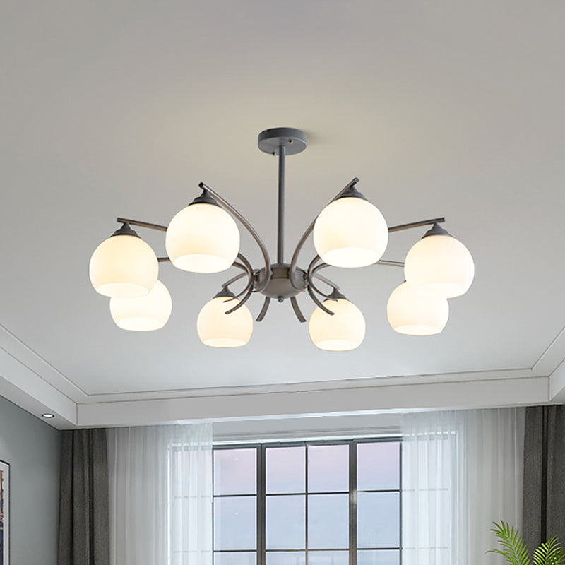 Grace - Opal Sphere Shade Living Room Chandelier Glass 6/8 Lights Macaron Stylish
