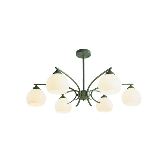 Grace - Opal Sphere Shade Living Room Chandelier Glass 6/8 Lights Macaron Stylish