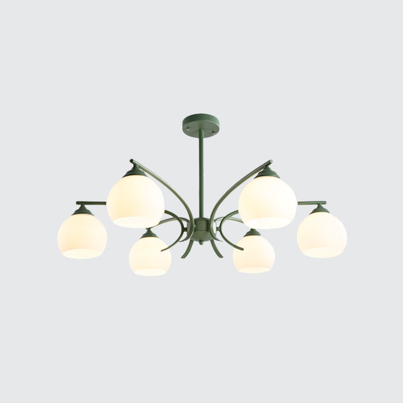 Grace - Opal Sphere Shade Living Room Chandelier Glass 6/8 Lights Macaron Stylish