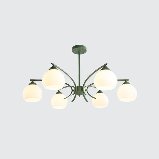 Grace - Opal Sphere Shade Living Room Chandelier Glass 6/8 Lights Macaron Stylish