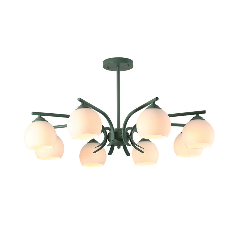 Grace - Opal Sphere Shade Living Room Chandelier Glass 6/8 Lights Macaron Stylish