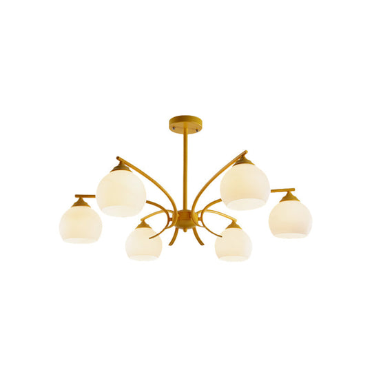 Grace - Opal Sphere Shade Living Room Chandelier Glass 6/8 Lights Macaron Stylish