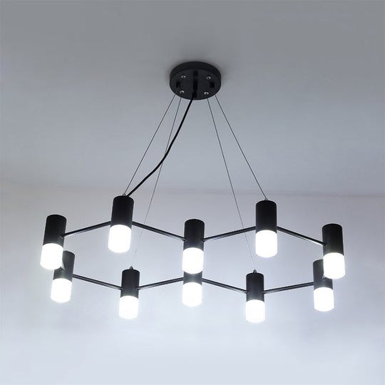 Clara - Honeycomb Modern Shaped Chandelier Metal Black Pendant Lighting For Hotel Living Room
